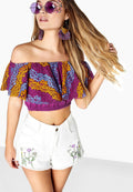 Purple - Side - Girls On Film Womens-Ladies Curtis Lace Overlay Bandeau Top