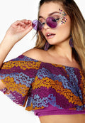Purple - Pack Shot - Girls On Film Womens-Ladies Curtis Lace Overlay Bandeau Top