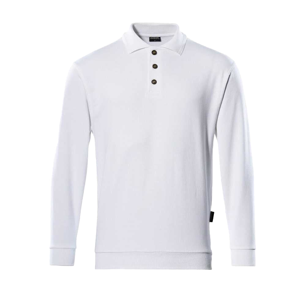 White - Front - Mascot Mens Trinidad Crossover Polo Sweatshirt
