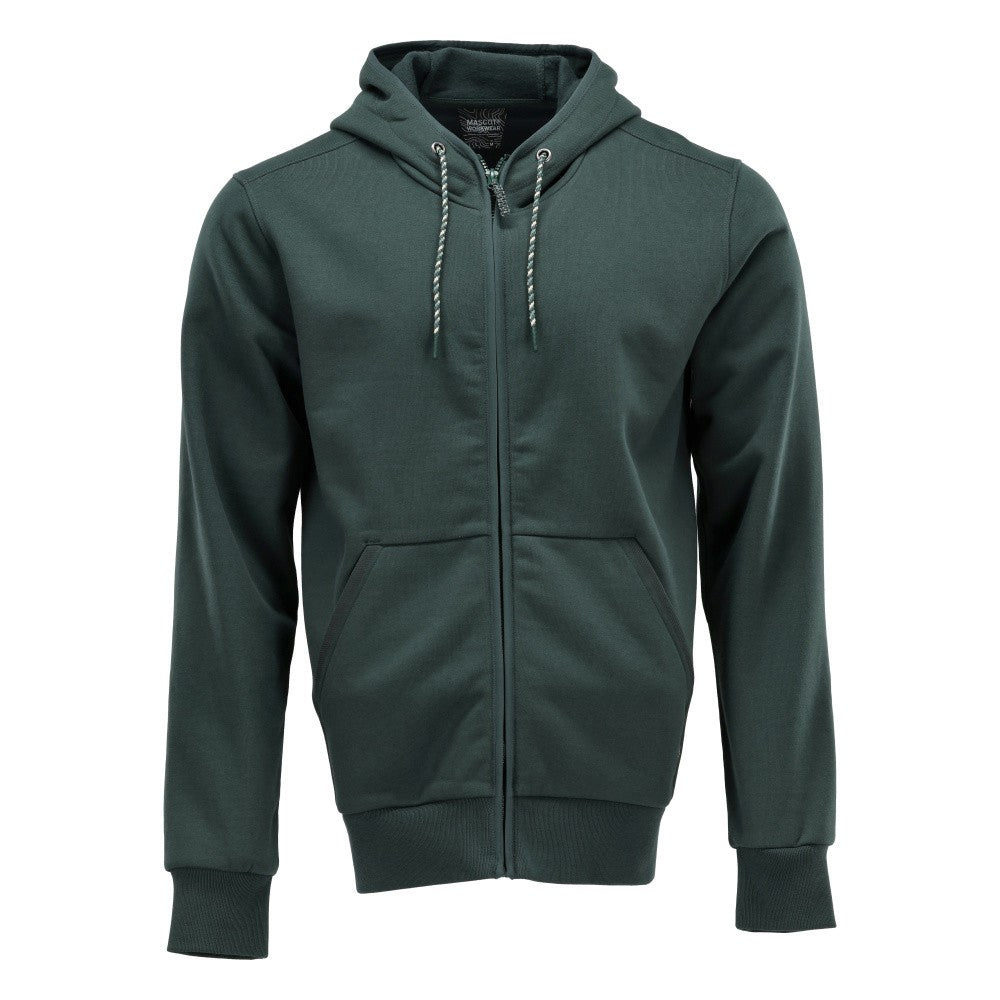 Forest Green - Front - Mascot Unisex Adult Plain Full Zip Hoodie