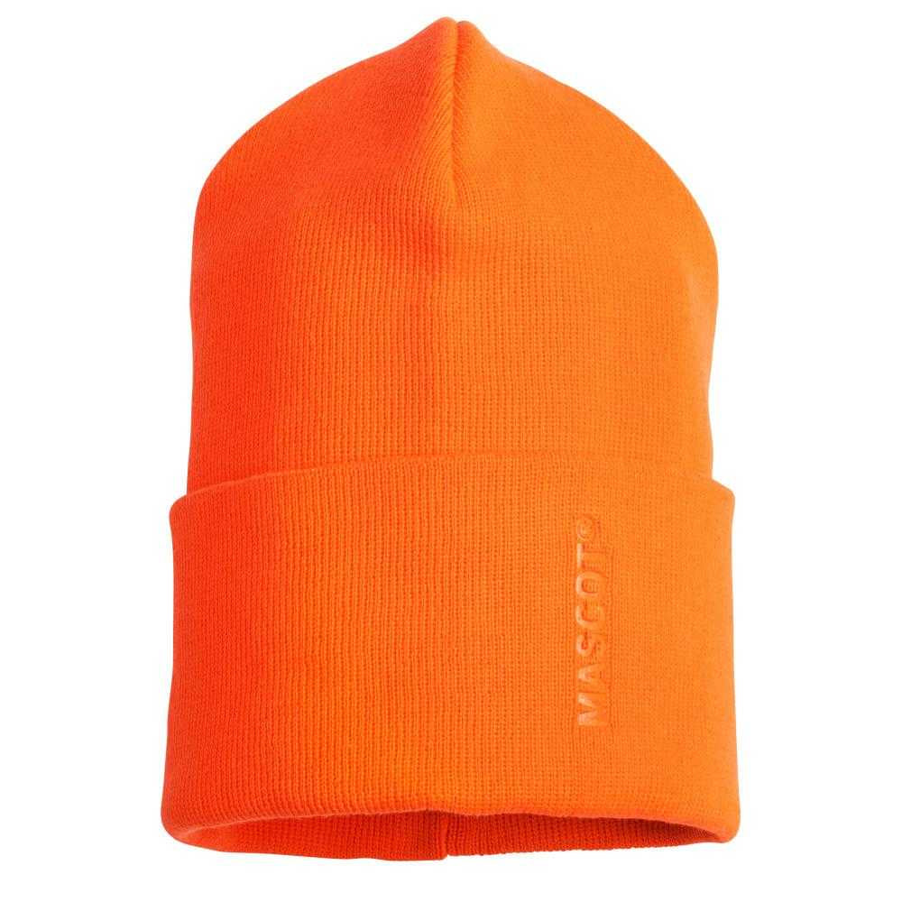 Hi Vis Orange - Front - Mascot Complete Ribbed Knitted Beanie