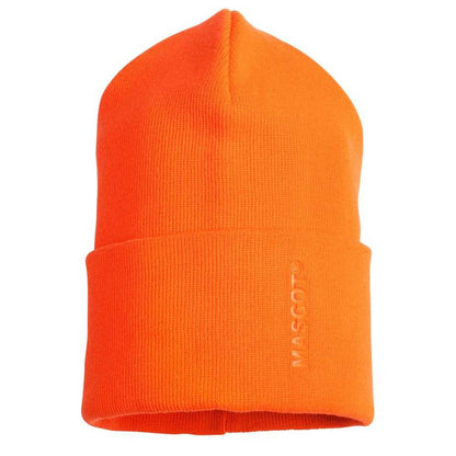 Hi Vis Orange - Front - Mascot Complete Ribbed Knitted Beanie