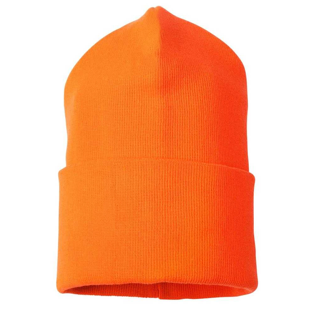 Hi Vis Orange - Back - Mascot Complete Ribbed Knitted Beanie