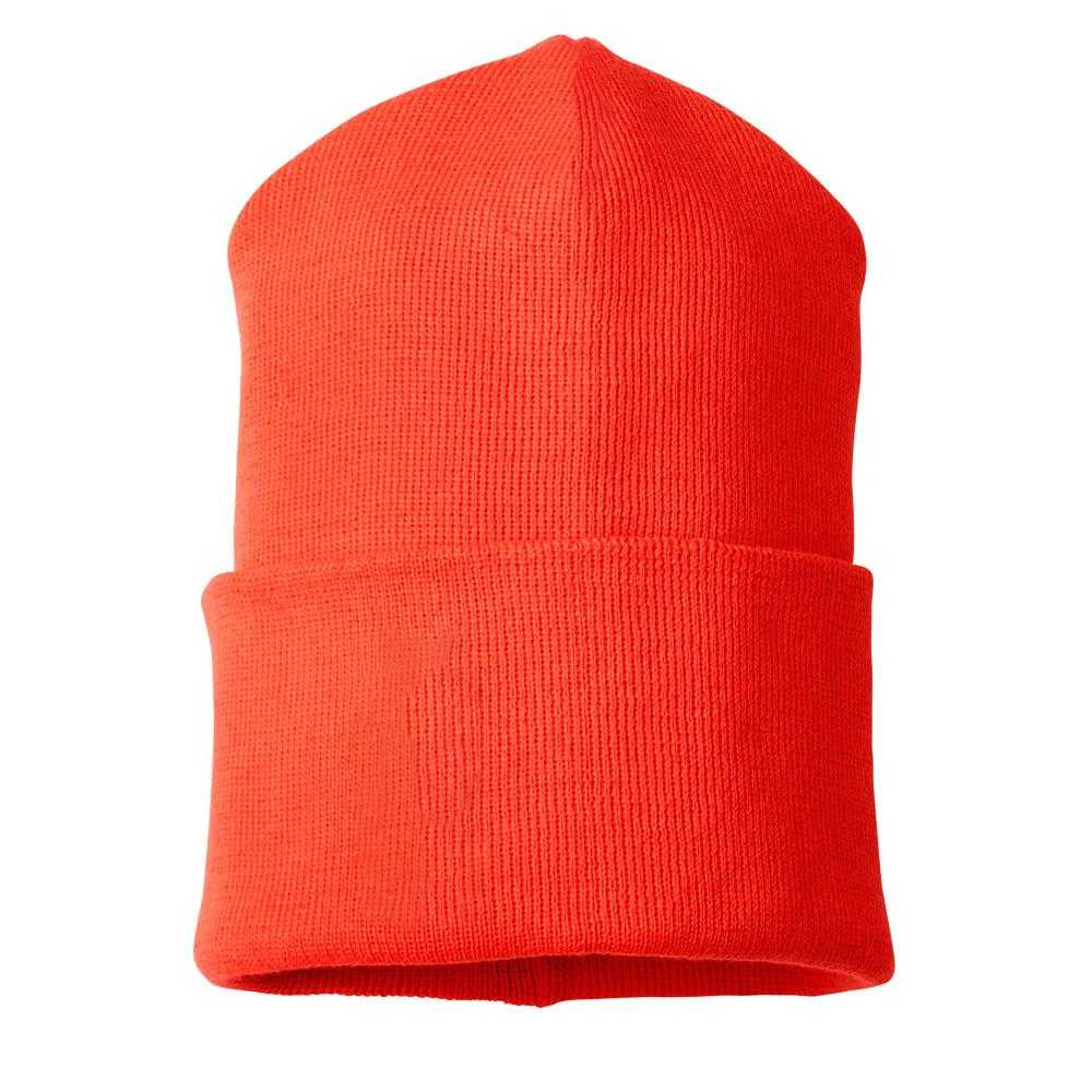 Hi Vis Red - Back - Mascot Complete Ribbed Knitted Beanie