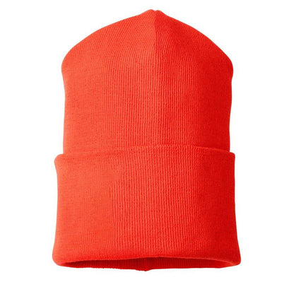 Hi Vis Red - Back - Mascot Complete Ribbed Knitted Beanie