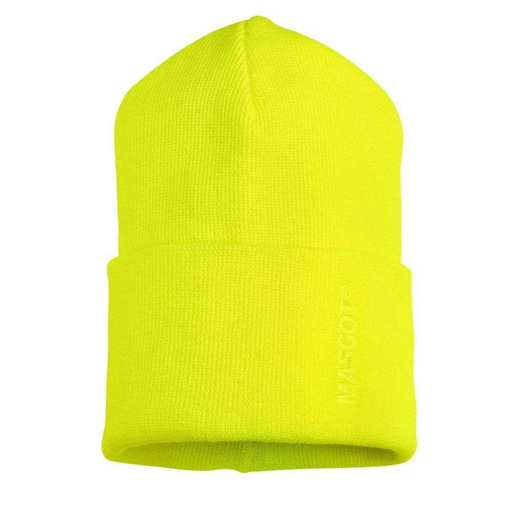 Hi Vis Yellow - Front - Mascot Complete Ribbed Knitted Beanie