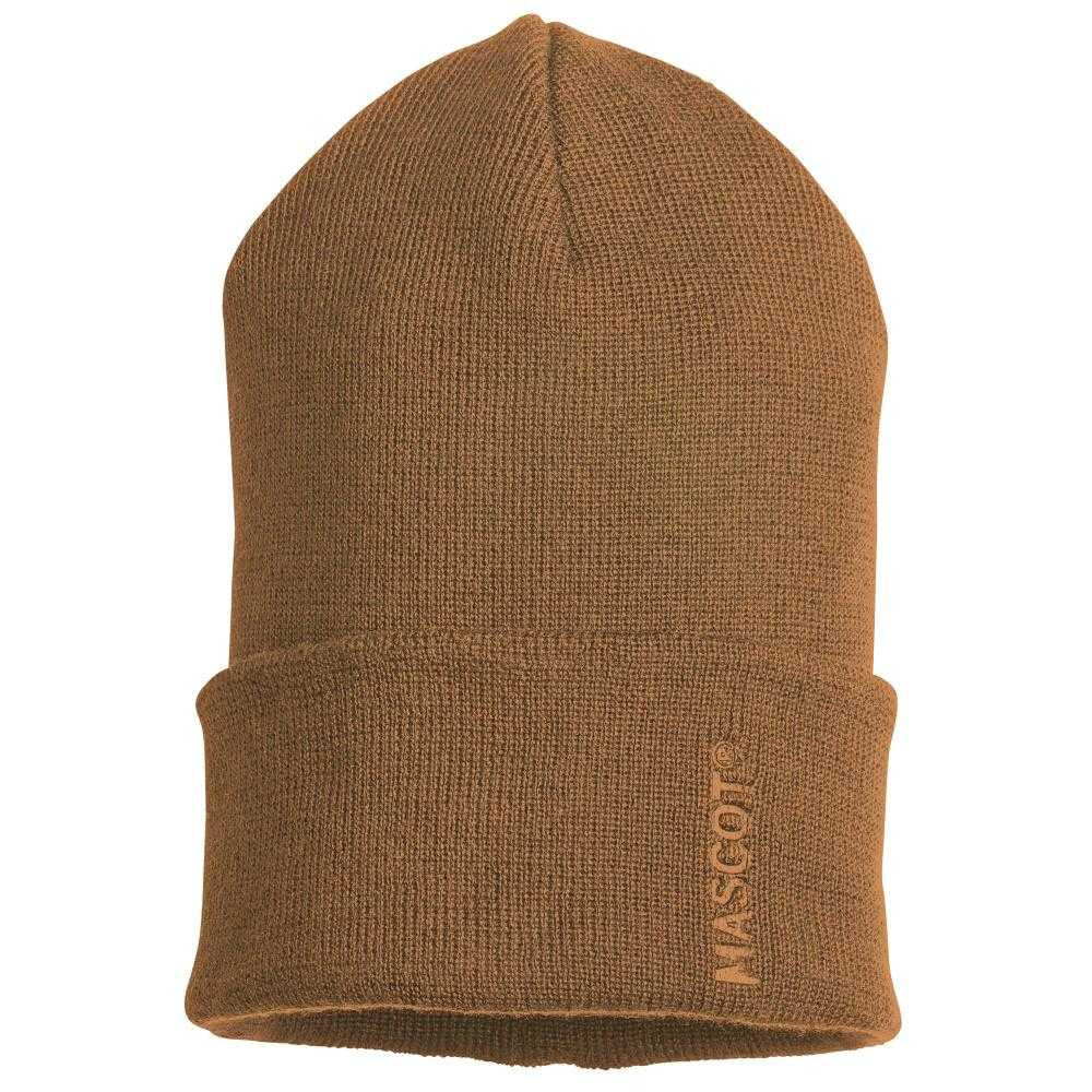 Nut Brown - Front - Mascot Complete Ribbed Knitted Beanie