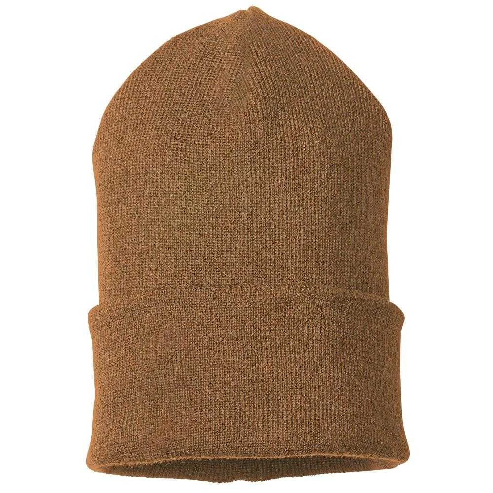 Nut Brown - Back - Mascot Complete Ribbed Knitted Beanie