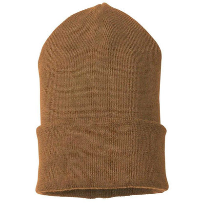 Nut Brown - Back - Mascot Complete Ribbed Knitted Beanie