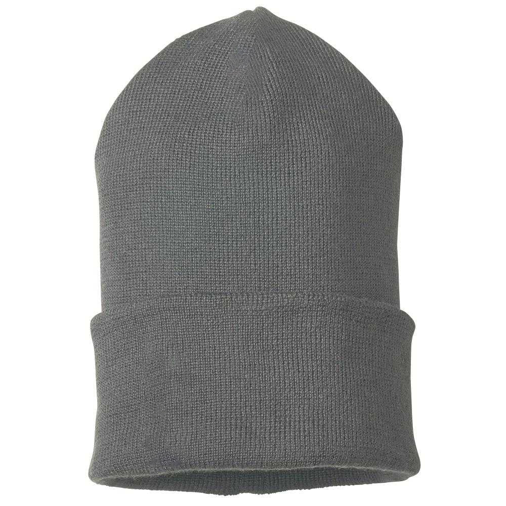 Stone Grey - Back - Mascot Complete Ribbed Knitted Beanie