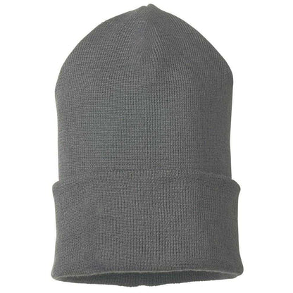 Stone Grey - Back - Mascot Complete Ribbed Knitted Beanie