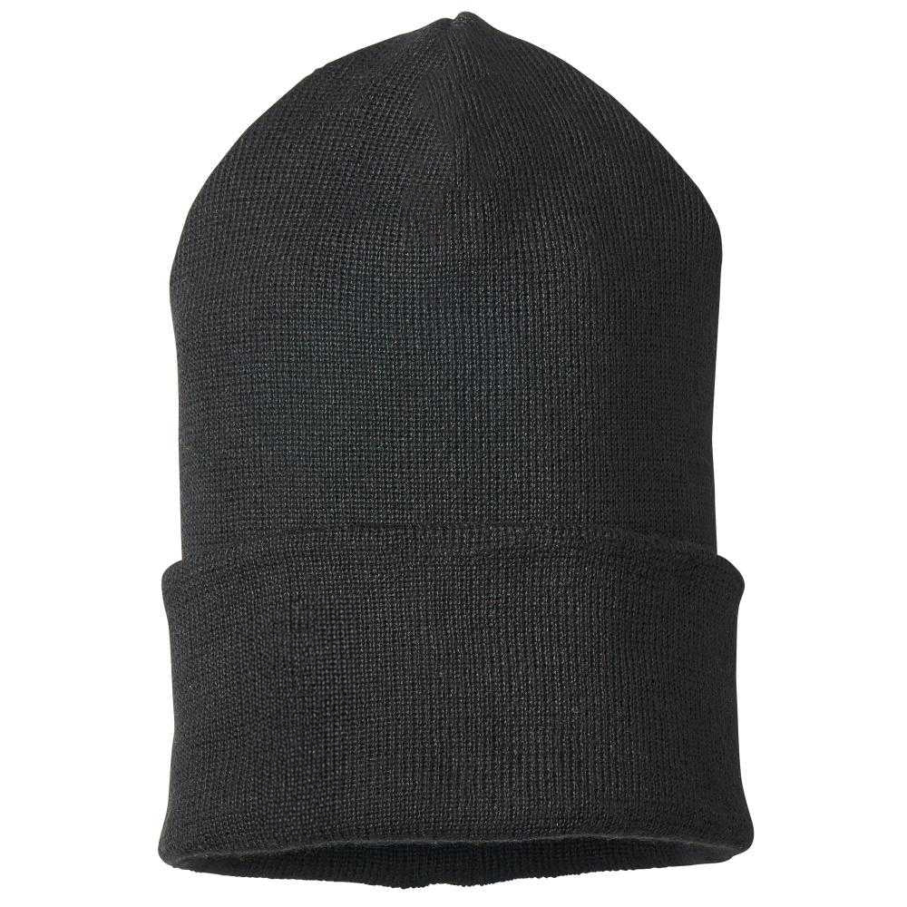 Black - Back - Mascot Complete Ribbed Knitted Beanie