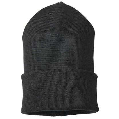 Black - Back - Mascot Complete Ribbed Knitted Beanie