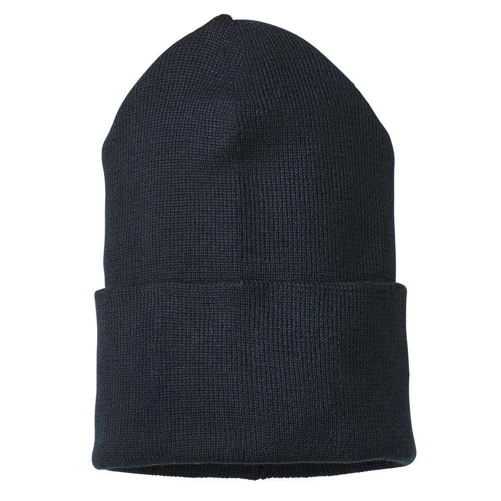 Dark Navy - Back - Mascot Complete Ribbed Knitted Beanie