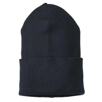 Dark Navy - Back - Mascot Complete Ribbed Knitted Beanie