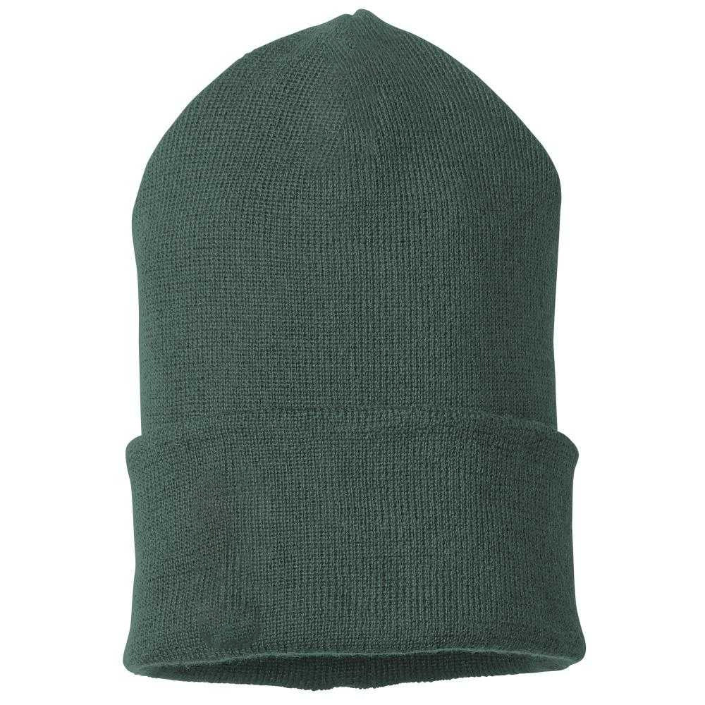 Forest Green - Back - Mascot Complete Ribbed Knitted Beanie