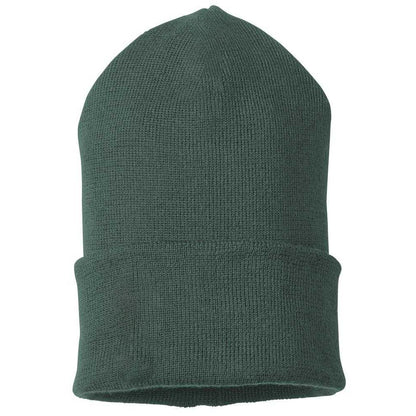 Forest Green - Back - Mascot Complete Ribbed Knitted Beanie