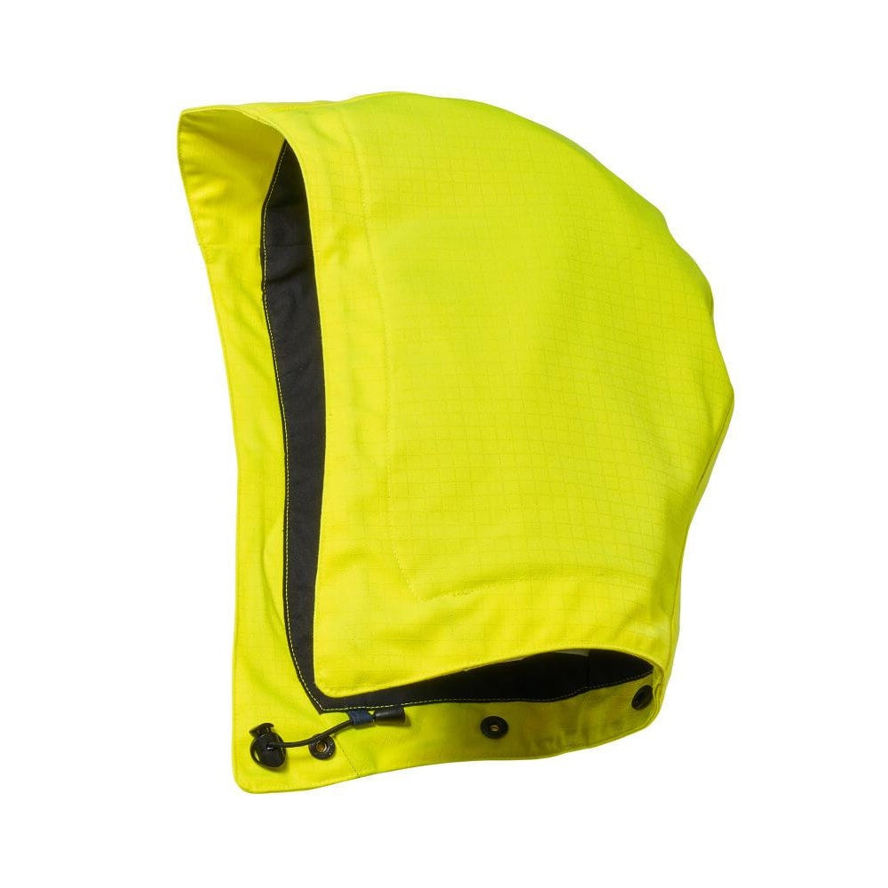 Hi Vis Yellow - Back - Mascot Unisex Adult Complete Waterproof Detachable Hood