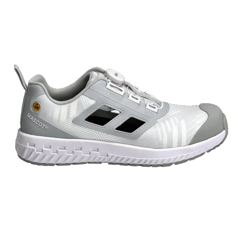 White-Light Grey - Side - Mascot Mens Logo Safety Shoes