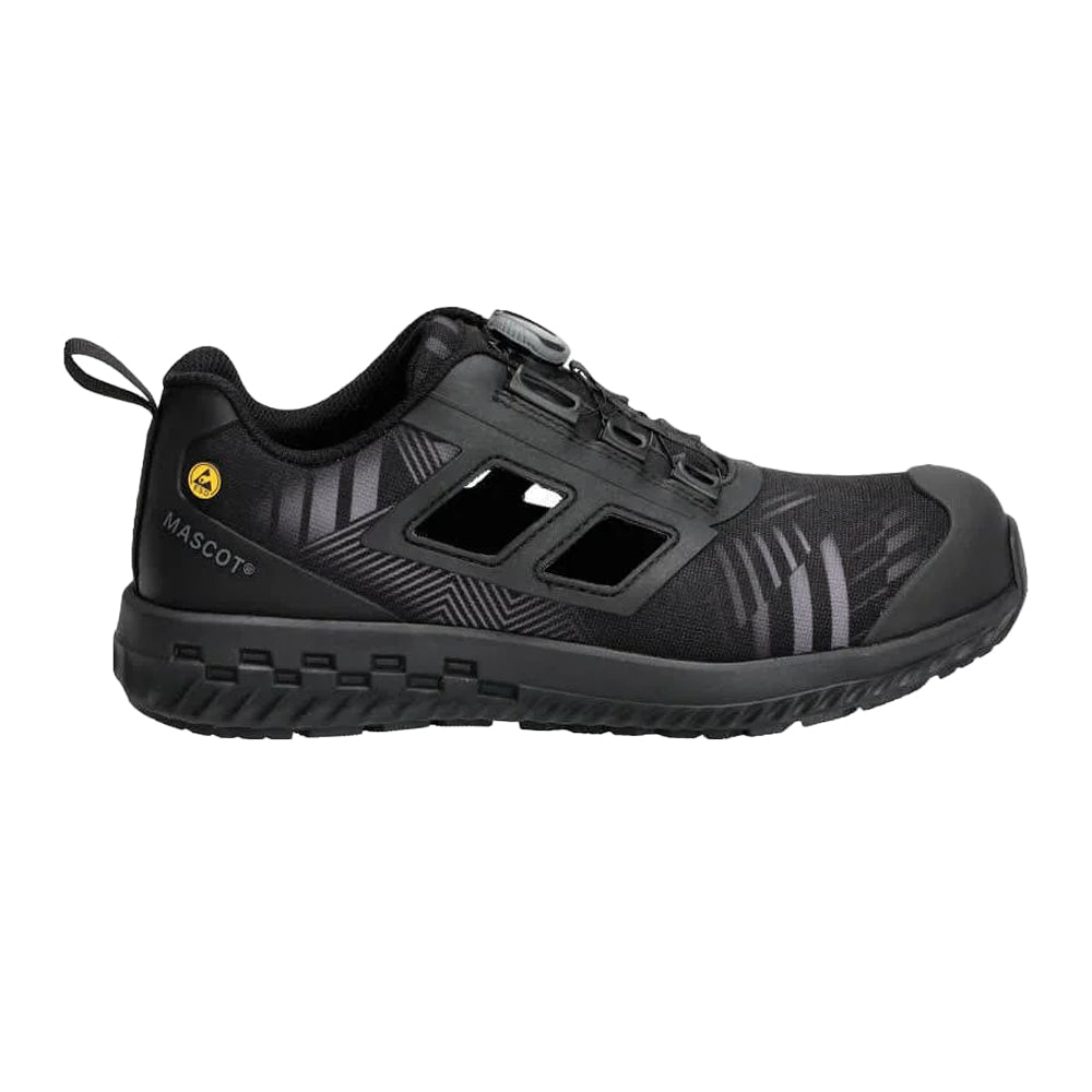 Black - Side - Mascot Mens Logo Safety Shoes