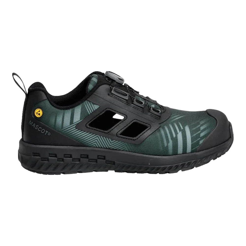 Forest Green-Black - Side - Mascot Mens Logo Safety Shoes
