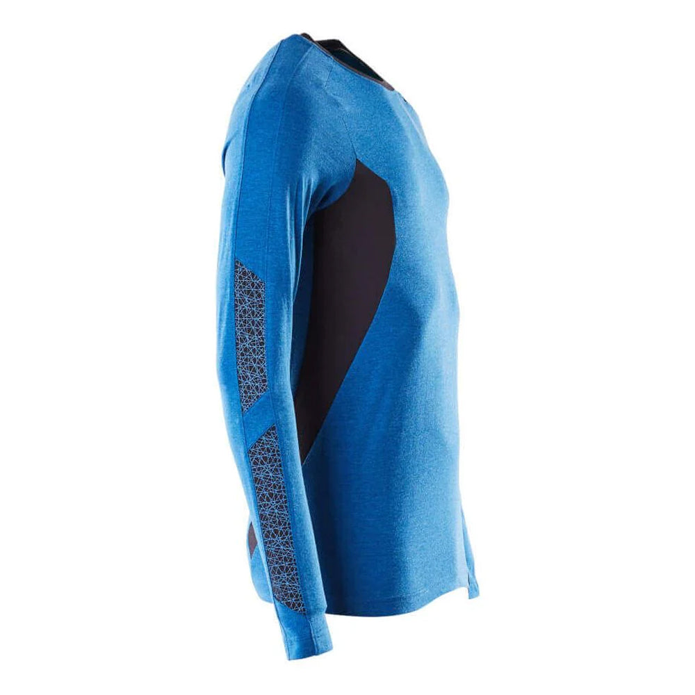 Azure Blue-Dark Navy - Side - Mascot Mens Accelerate Long-Sleeved T-Shirt