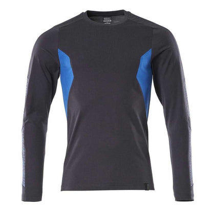 Dark Navy-Azure Blue - Front - Mascot Mens Accelerate Long-Sleeved T-Shirt