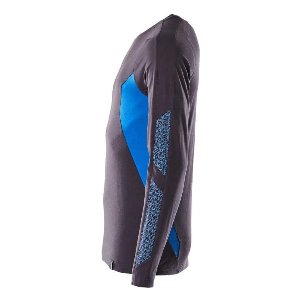 Dark Navy-Azure Blue - Back - Mascot Mens Accelerate Long-Sleeved T-Shirt