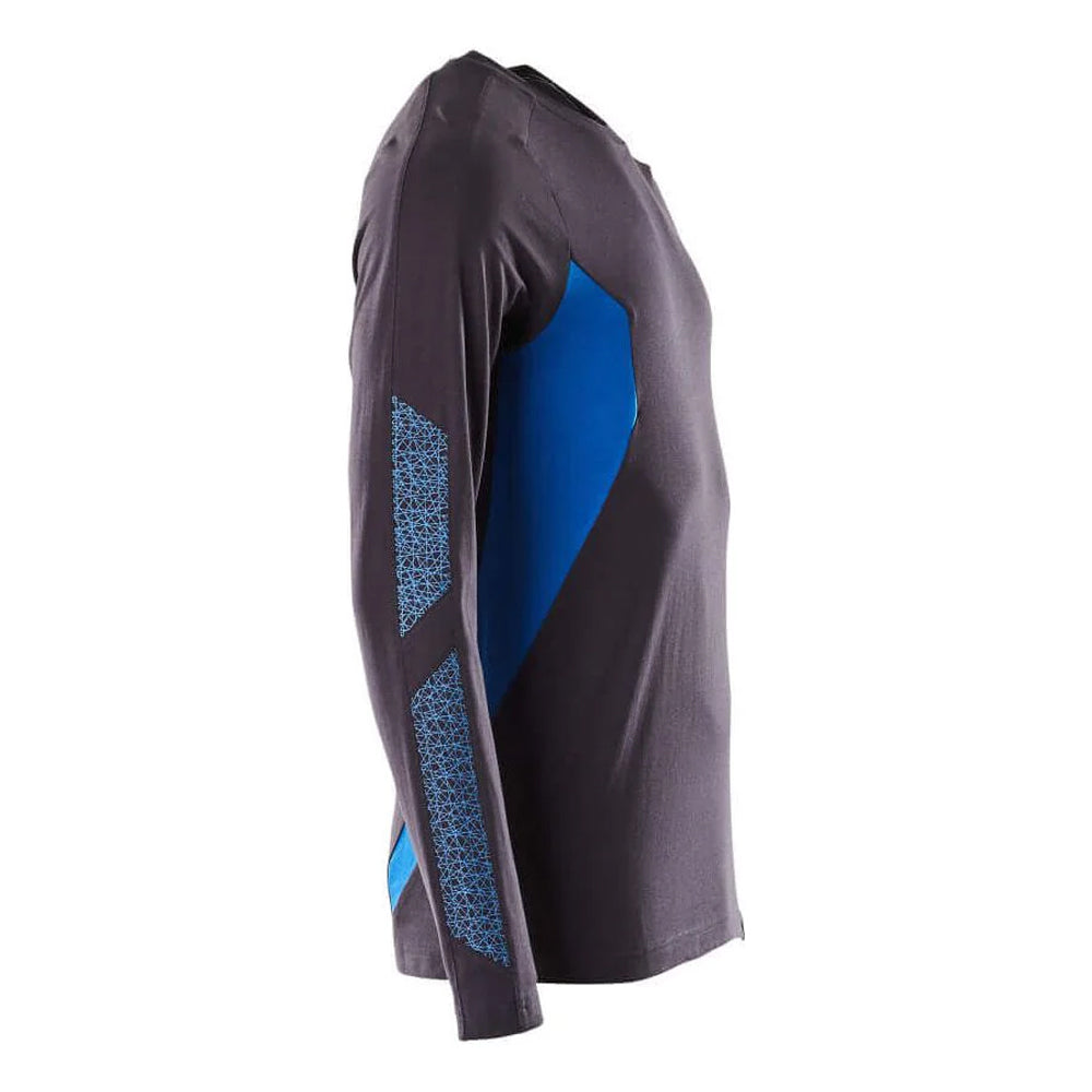Dark Navy-Azure Blue - Side - Mascot Mens Accelerate Long-Sleeved T-Shirt