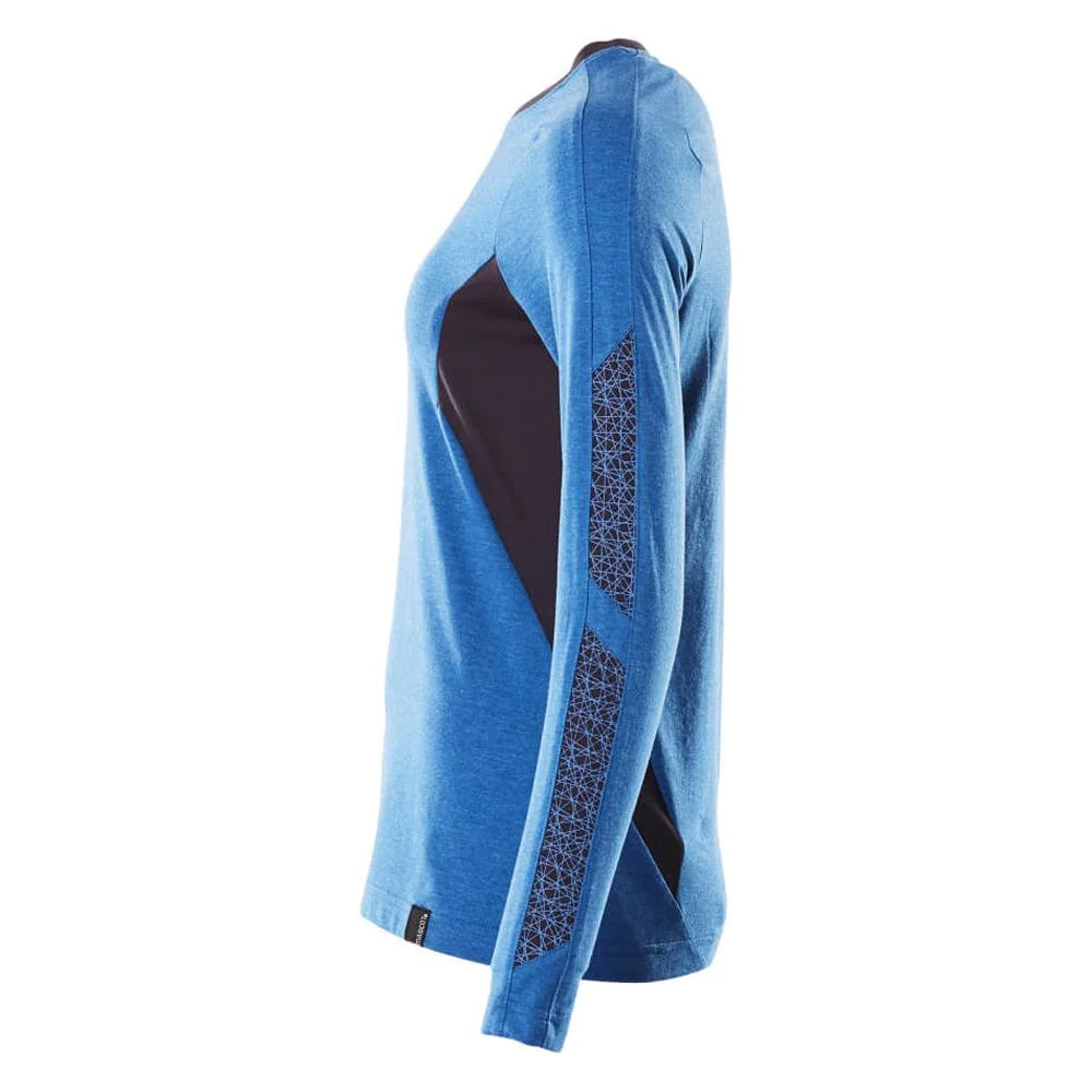 Azure Blue-Dark Navy - Back - Mascot Womens-Ladies Accelerate Long-Sleeved T-Shirt
