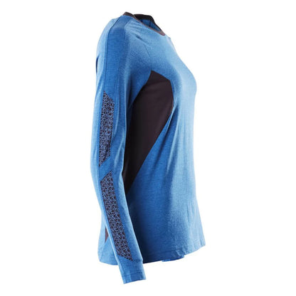 Azure Blue-Dark Navy - Side - Mascot Womens-Ladies Accelerate Long-Sleeved T-Shirt