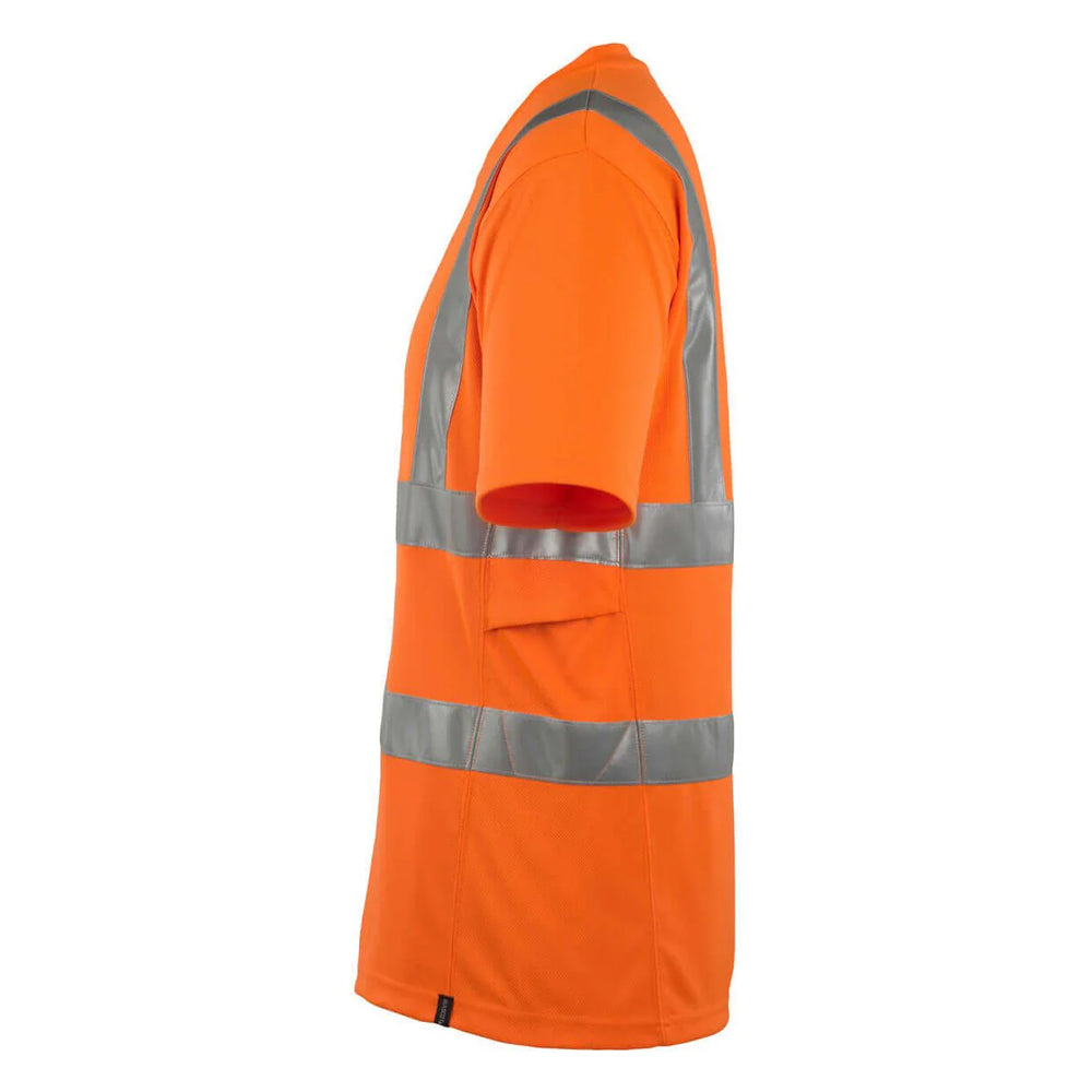 Hi Vis Orange - Back - Mascot Unisex Adult Classic Safety T-Shirt