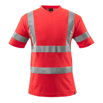 Hi Vis Red - Front - Mascot Mens Safe Classic Hi-Vis T-Shirt