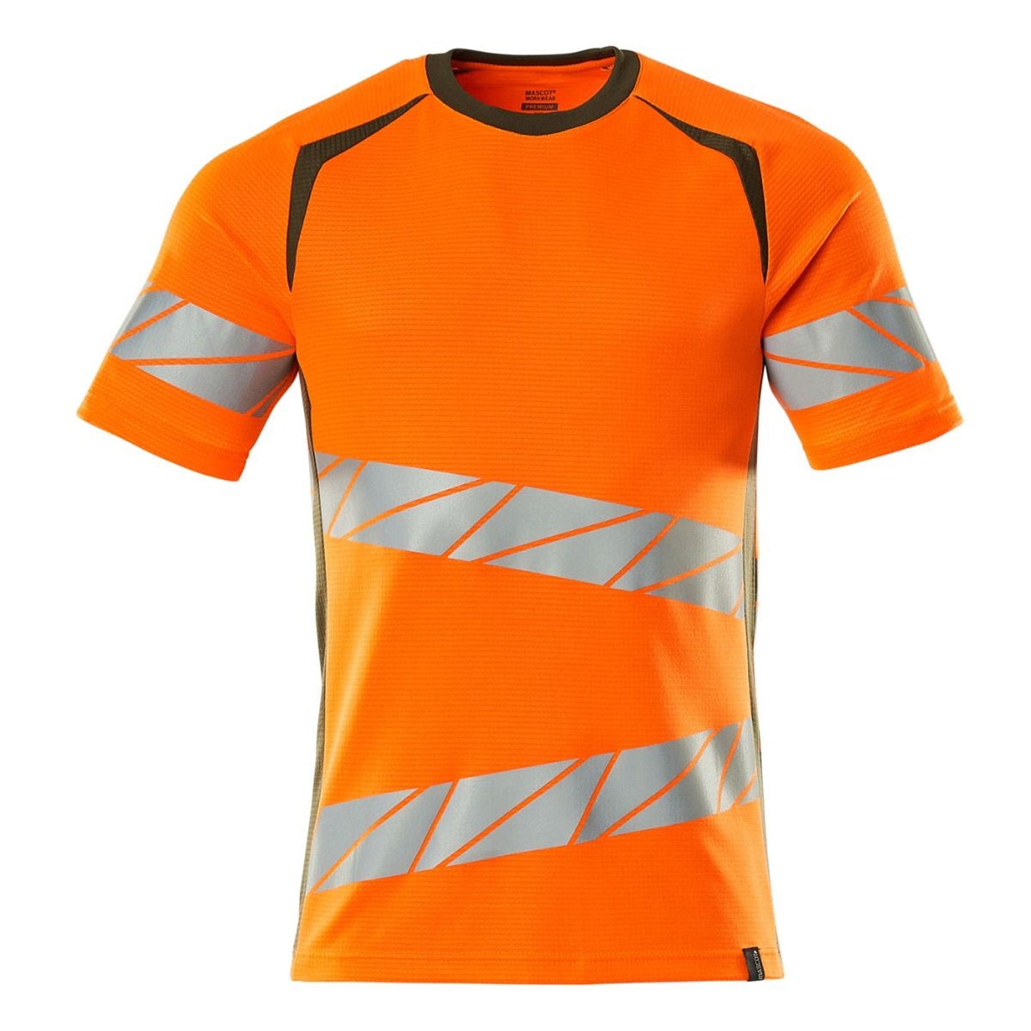 Hi Vis Orange-Moss Green - Front - Mascot Mens Accelerate Safe Hi-Vis T-Shirt