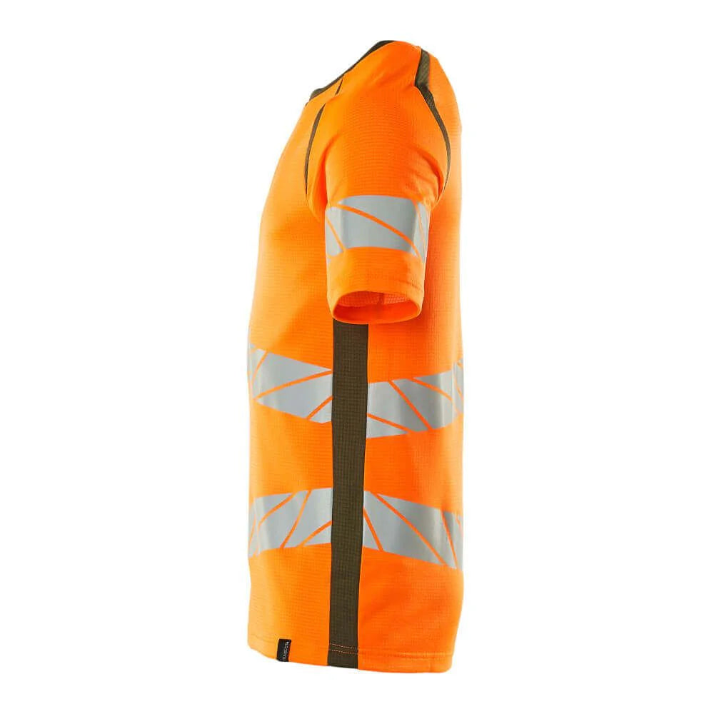 Hi Vis Orange-Moss Green - Side - Mascot Mens Accelerate Safe Hi-Vis T-Shirt