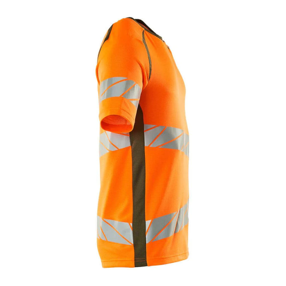Hi Vis Orange-Moss Green - Lifestyle - Mascot Mens Accelerate Safe Hi-Vis T-Shirt