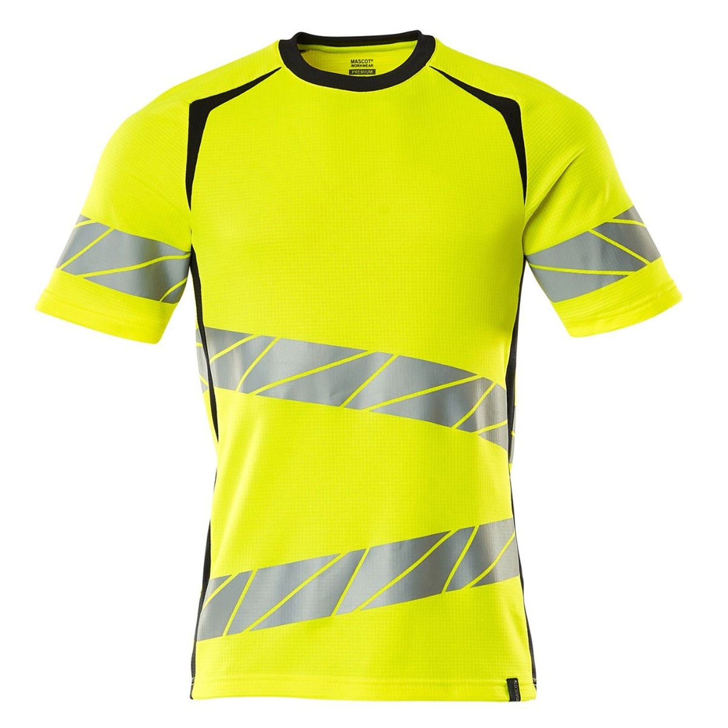 Hi Vis Yellow-Dark Navy - Front - Mascot Mens Accelerate Safe Hi-Vis T-Shirt