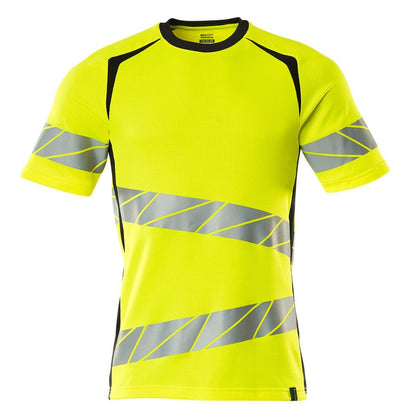 Hi Vis Yellow-Dark Navy - Front - Mascot Mens Accelerate Safe Hi-Vis T-Shirt