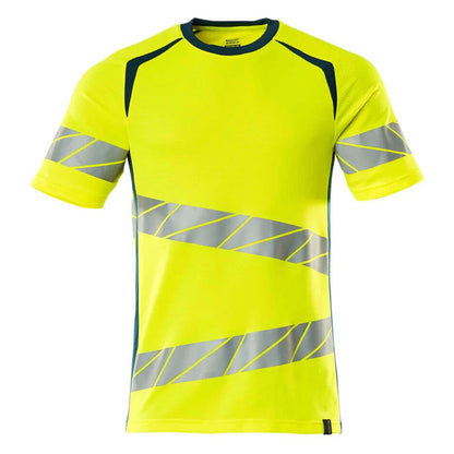 Hi Vis Yellow-Petroleum Blue - Front - Mascot Mens Accelerate Safe Hi-Vis T-Shirt