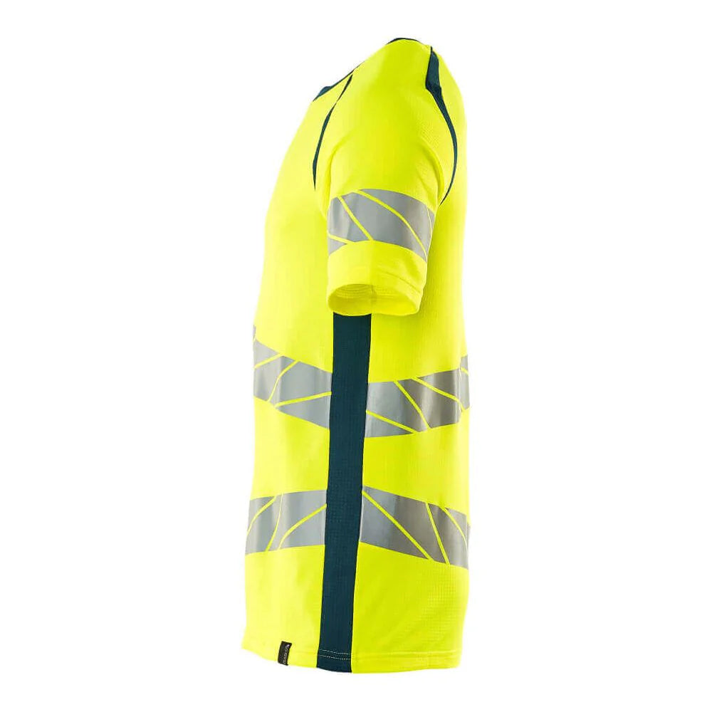 Hi Vis Yellow-Petroleum Blue - Back - Mascot Mens Accelerate Safe Hi-Vis T-Shirt