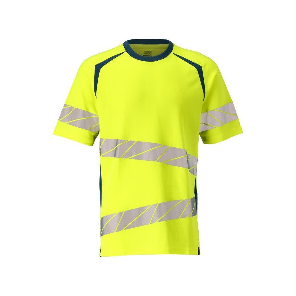Yellow-Dark Petroleum - Front - Mascot Mens Accelerate Safe Hi-Vis T-Shirt