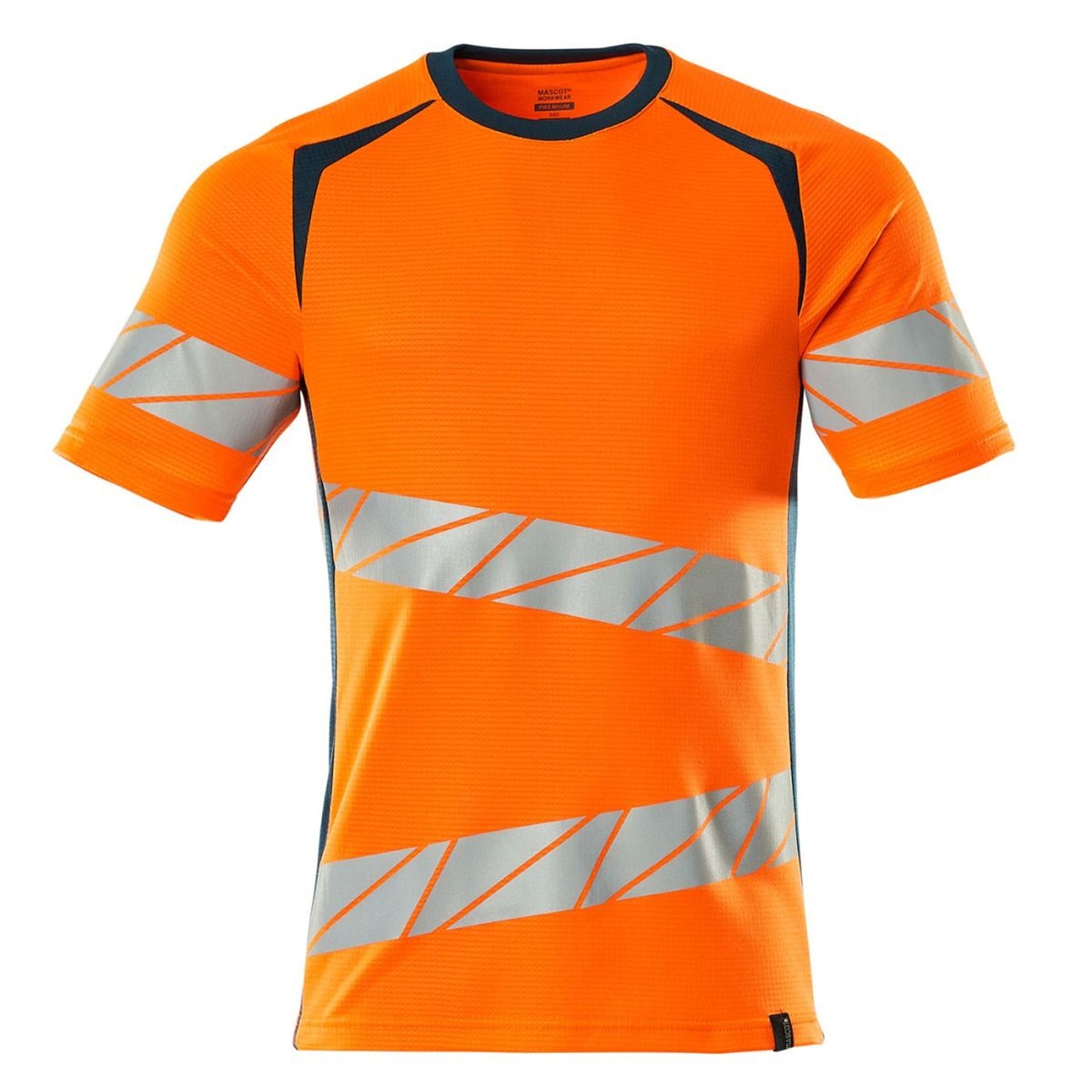 Hi Vis Orange-Petrol - Front - Mascot Mens Accelerate Safe Hi-Vis T-Shirt