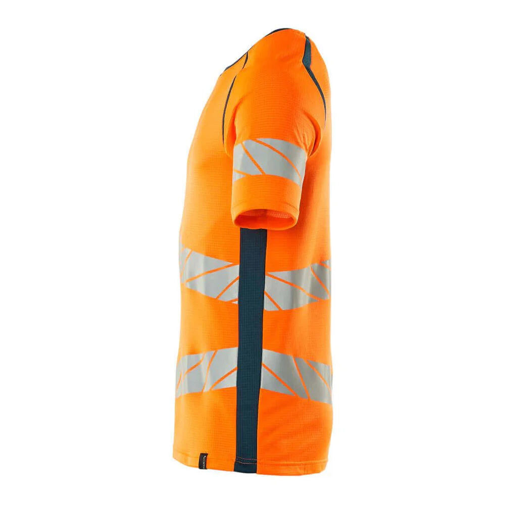 Hi Vis Orange-Petrol - Side - Mascot Mens Accelerate Safe Hi-Vis T-Shirt