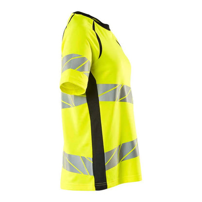 Hi Vis Yellow-Black - Side - Mascot Womens-Ladies Accelerate Safe Hi-Vis T-Shirt