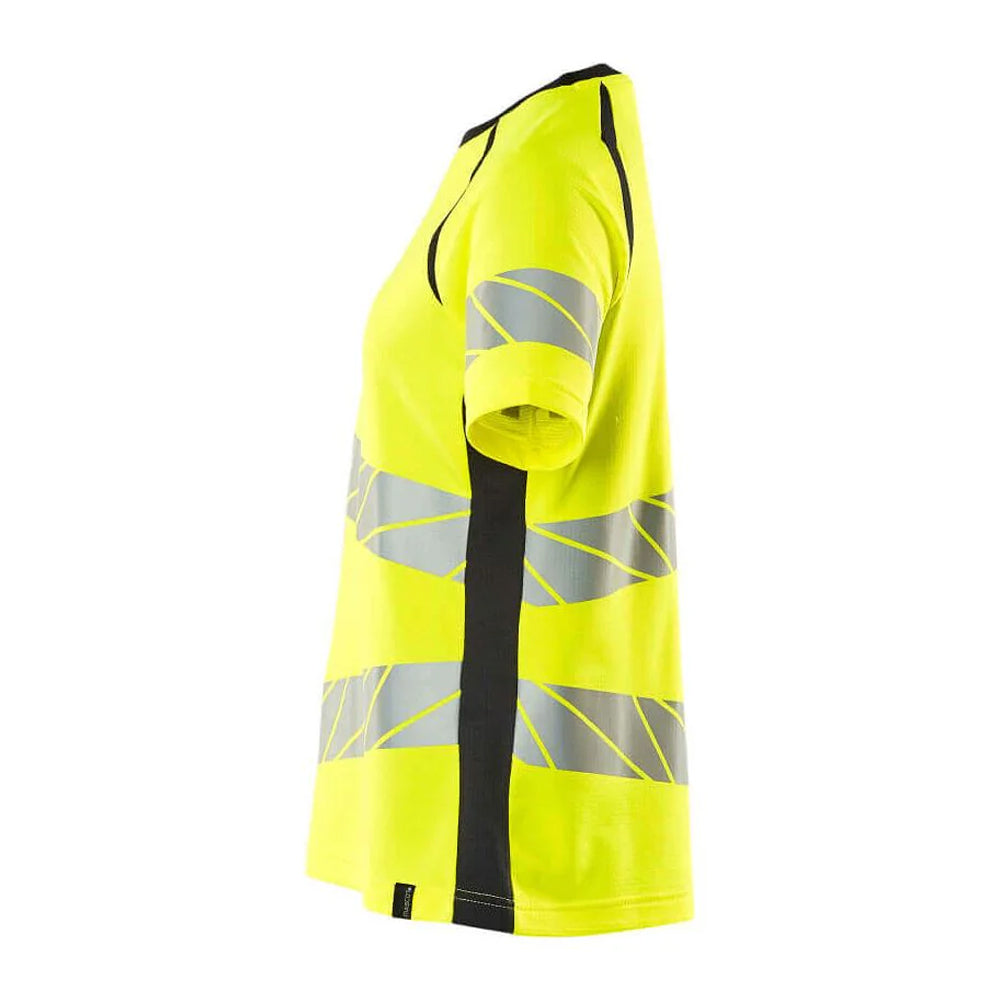 Hi Vis Yellow-Dark Navy - Back - Mascot Womens-Ladies Accelerate Safe Hi-Vis T-Shirt