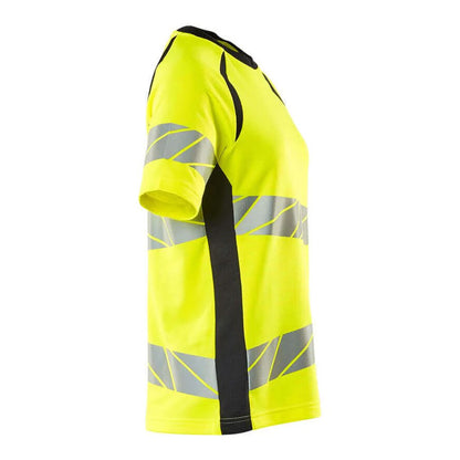 Hi Vis Yellow-Dark Navy - Side - Mascot Womens-Ladies Accelerate Safe Hi-Vis T-Shirt