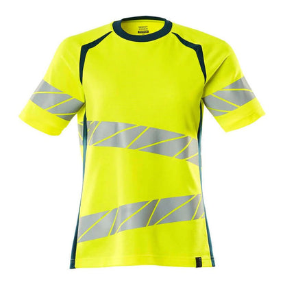 Hi Vis Yellow-Petroleum Blue - Front - Mascot Womens-Ladies Accelerate Safe Hi-Vis T-Shirt