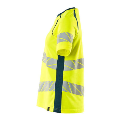 Hi Vis Yellow-Petroleum Blue - Back - Mascot Womens-Ladies Accelerate Safe Hi-Vis T-Shirt