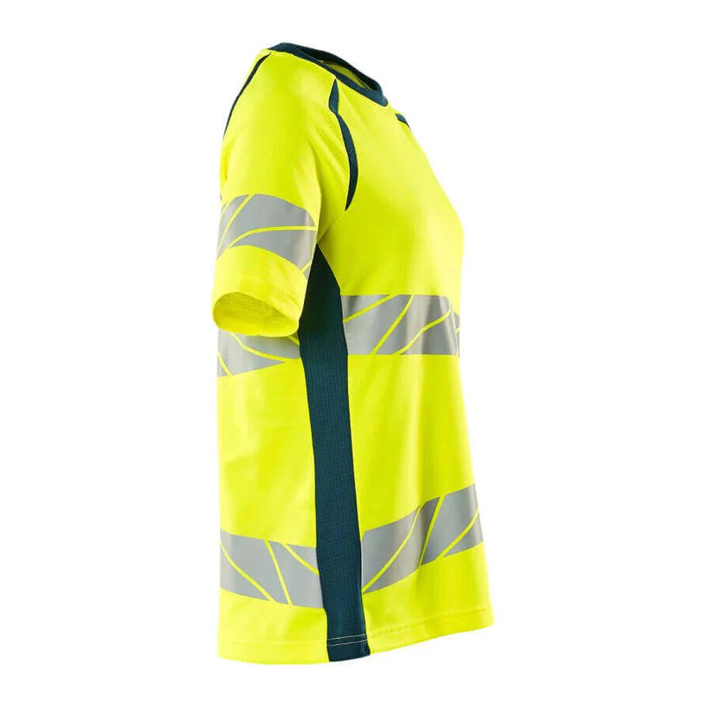 Hi Vis Yellow-Petroleum Blue - Side - Mascot Womens-Ladies Accelerate Safe Hi-Vis T-Shirt