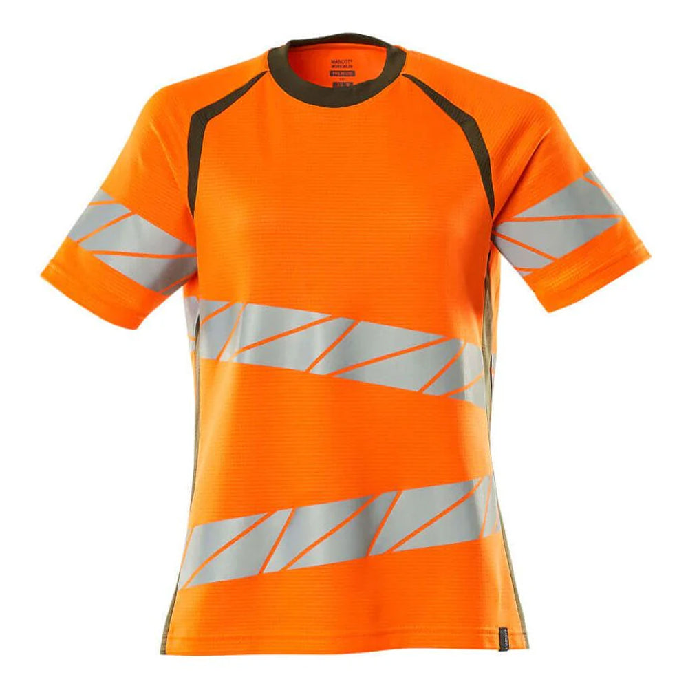 Hi Vis Orange-Moss Green - Front - Mascot Womens-Ladies Accelerate Safe Hi-Vis T-Shirt